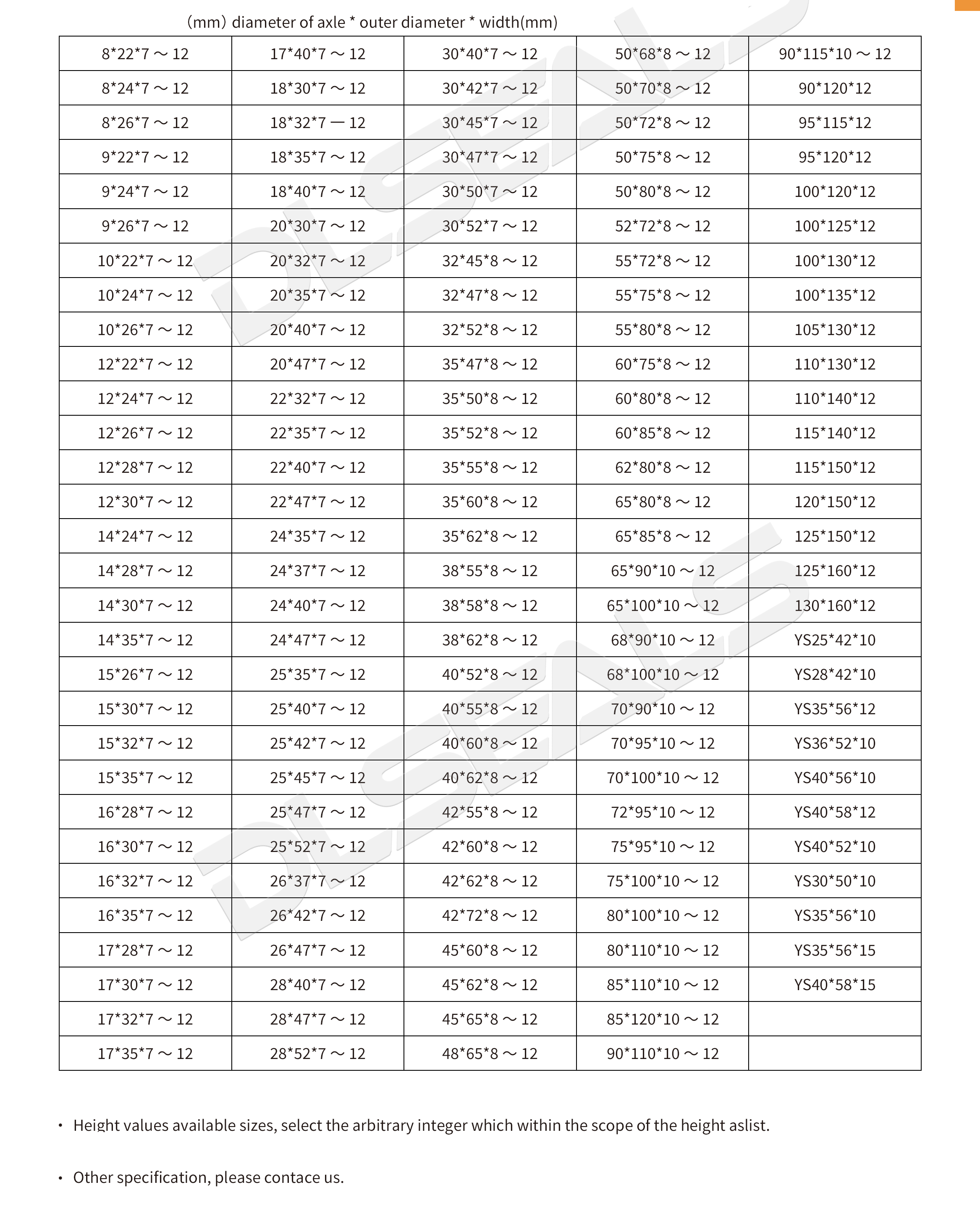 أختام زيت PTFE